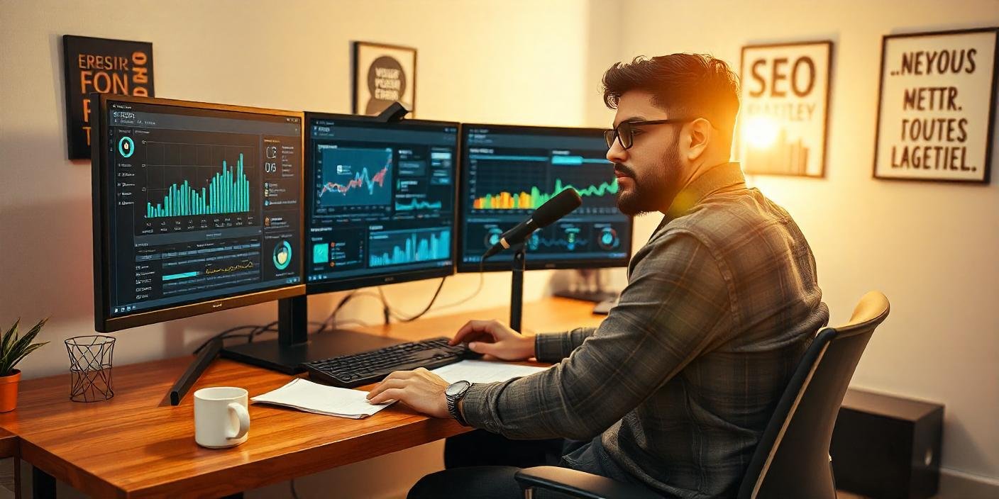persona trabajando en metricas de youtube